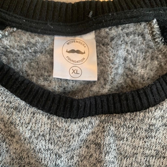 Movember Foundation  Sweatshirt Mens XL Gray Black Raglan Pullover Let It Grow - Picture 4 of 8